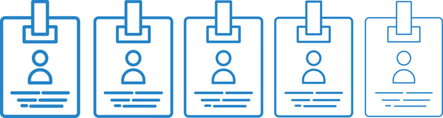 Identification and security line icon set, Flat design identification badge symbol for security access collection. Employee clerk card, driver license, Identification card illustration,

