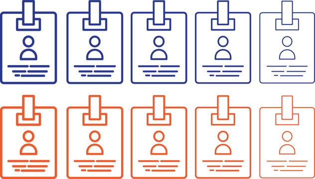 Security badge icon set, security access, visitor pass, editable vector, name tag and security pass vector collection. Editable stroke. Vector illustration,
