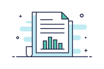 folded contract page with bar chart icon  