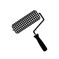 Black paint roller tool icon on white background brush