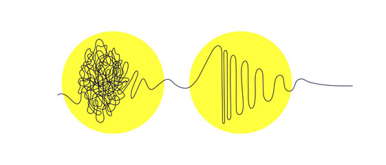 Tangled brain sketch. Continuous line scribble