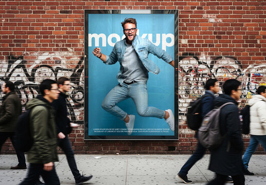 Abri or kiosk wall poster advertising mockup