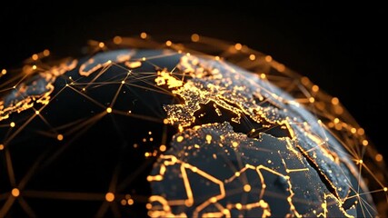 Abstract illustration of global network connections over a world globe - Powered by Adobe