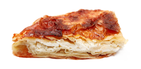 Burek, cheese pie isolated on white background