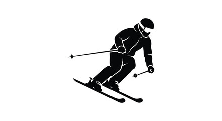 Obraz premium Downhill skier in action black and white silhouette