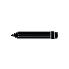 Black pencil with eraser icon on white background writing