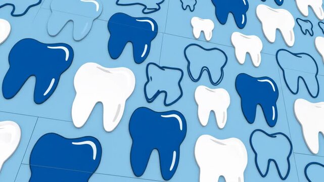 Dental Health Pattern: Blue and White Tooth Icons
