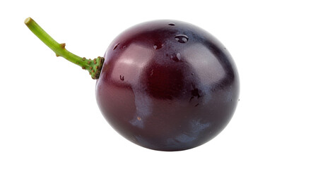 Fresh dark red grape isolated PNG, juicy fruit with stem on transparent background for healthy eating and food design