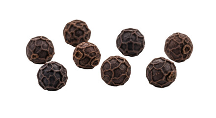 Pile of black peppercorns isolated PNG, aromatic spice used in cooking and seasoning for culinary applications on transparent background