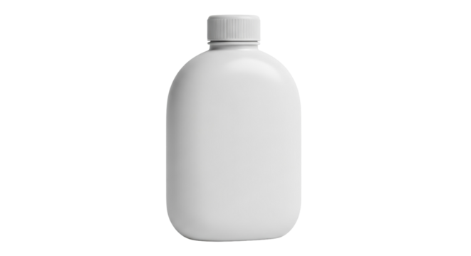 Gray plastic bottle isolated PNG on transparent background, container for liquid medicine or cosmetic product mockup