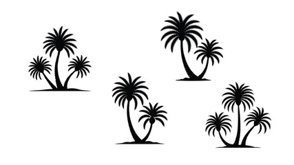 illustration-of-three-black-palm-trees-with-detail. eps