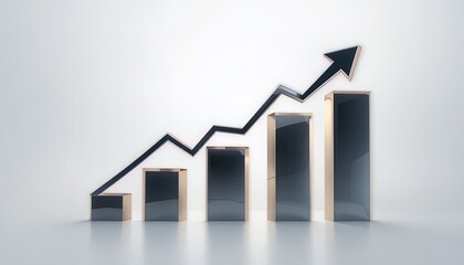 Stunning growth chart with upward trending arrow, symbolizing business success and financial prosperity, perfect for visualizing market gains and positive results