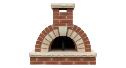 Brick pizza oven isolated PNG on transparent background, outdoor cooking appliance for backyard entertaining and culinary projects