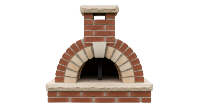 Brick pizza oven isolated PNG on transparent background, outdoor cooking appliance for backyard entertaining and culinary projects