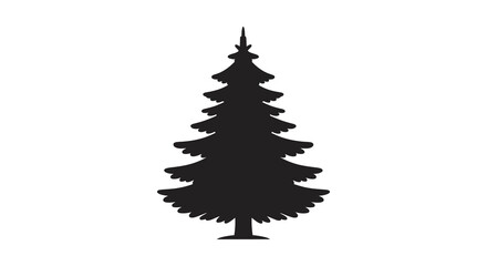 Evergreen tree illustration in black and white silhouette style silhouette