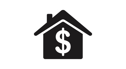 House with dollar sign silhouette real estate and finance icon silhouette