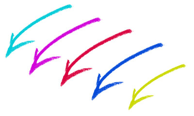 Set of Various Colorful Hand Drawn Arrows on Transparent Backdrop