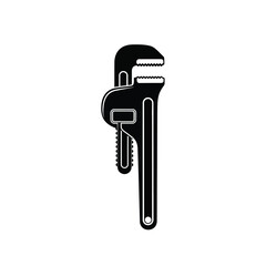 Black pipe wrench silhouette on white background tool