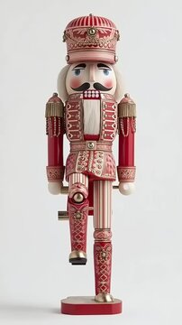 Festive Red and Gold Christmas Nutcracker Marching Animation.