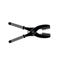 Black Pliers Tool Silhouette with Serrated Jaws isolated