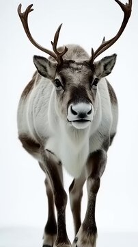 Majestic Reindeer Standing Proudly in a Snowy Landscape.