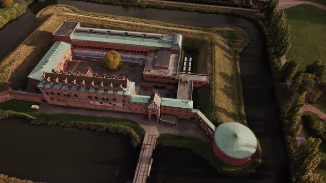 Aerial view of Malmohus Castle and moat, Sweden.