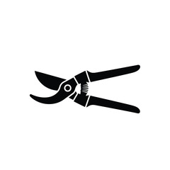Black pruning shears icon on white background scissors