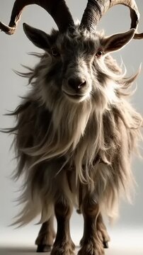 Majestic Mountain Goat with Impressive Horns Stands Proudly.