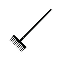 Black rake silhouette on white background garden tool 1