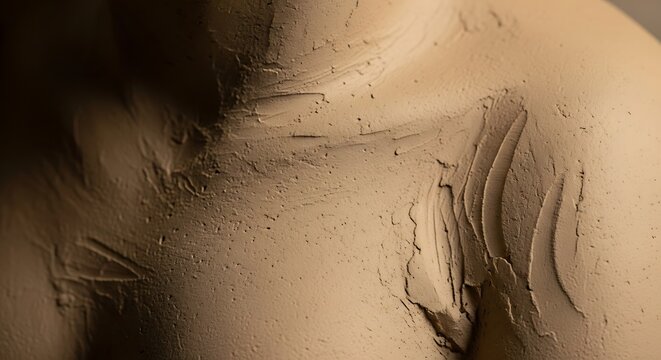 Male Body Sculpture showing neck, shoulder and chest.