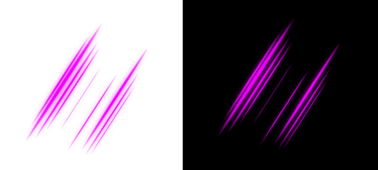 Purple light streaks on contrasting backgrounds create a striking visual effect, isolated on transparent background © TI THI