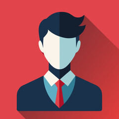 Stylized flat design icon of a business professional with a red tie