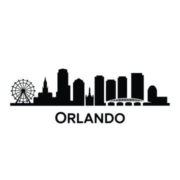 Orlando florida skyline silhouette with ferris wheel