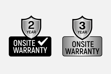 2-Year & 3-Year Onsite Warranty Badges – Shield Icons with Checkmarks and Bold Labels for Product Support