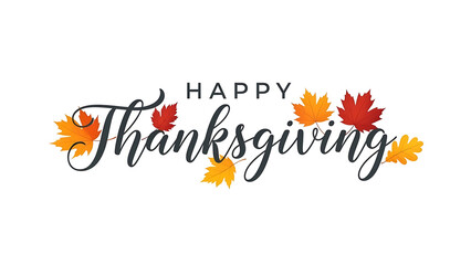 Fototapeta premium A warm and festive autumn greeting with elegant calligraphy and vibrant maple leaves, perfect for the Thanksgiving holiday celebration