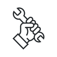 Hand Holding Wrench Symbolizing Repair or Mechanical Service