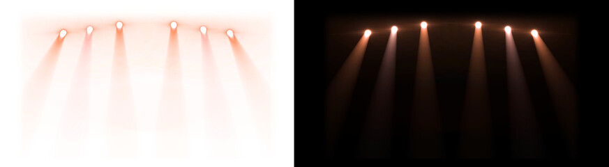PNG image of Stage lighting with spotlights shining down in a dark room creates a dramatic effect for concerts theater productions and special events with bright beams on transparent background © rehena