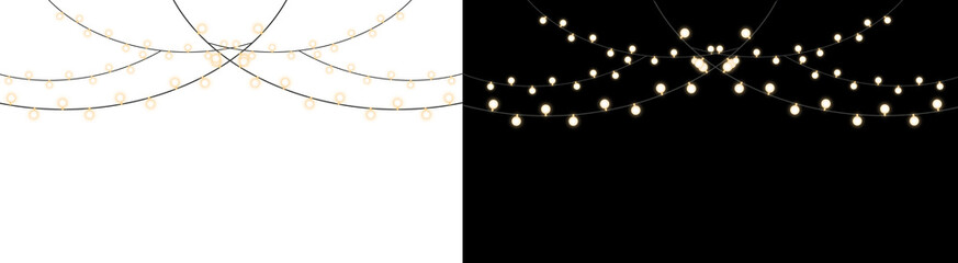 PNG image of Festive string lights illuminate a creating a warm and inviting atmosphere perfect for holiday decorations or event lighting design elements on transparent background