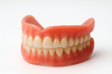 Obraz premium Set of dentures. Themes of dentistry, prosthodontics, cosmetic procedures, healthcare, and senior care communications, illustrating tooth replacement, oral rehabilitation, and dental technology