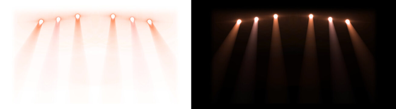PNG image of&nbsp;Stage lighting with spotlights shining down in a dark room creates a dramatic effect for concerts theater productions and special events with bright beams on transparent background