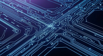 Blue Glowing Circuit Lines Illuminating the Future of Information Technology and Digital Connectivity