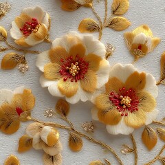 Beautiful blooming white flowers with metallic golden foliage high resolution picture