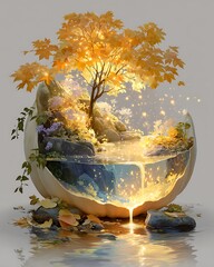 Beautiful bonsai tree inside glass sphere art high resolution picture