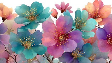 Beautiful colorful floral artwork with watercolor effect high resolution picture