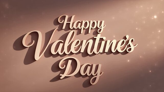 Festive greeting celebrating love and romance with 'Happy Valentine's Day' artistic text, illuminated by soft bokeh lights on a gentle pastel backdrop