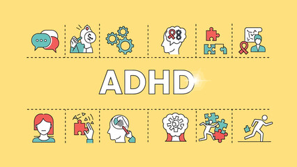 Attention deficit hyperactivity disorder infographic banner illustration