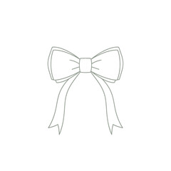 Elegant green line art decorative bow illustration on white background