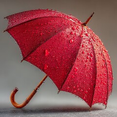 Beautiful red umbrella in rainy weather high resolution picture