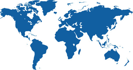 Obraz premium World map illustration blue continent earth ocean and land vector illustration