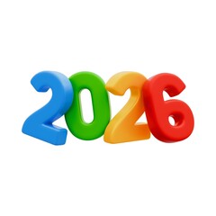 Cheerful 3D Rendering of the Year 2026 with Vibrant Colors
